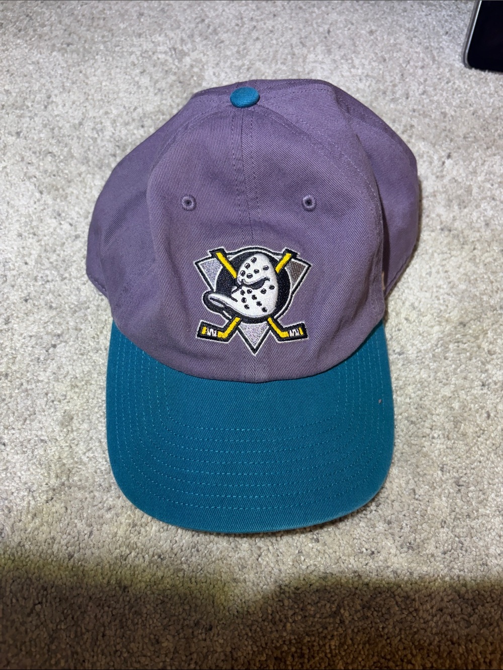 47 Brand Purple and Teal Anaheim Ducks Vintage Logo Hat